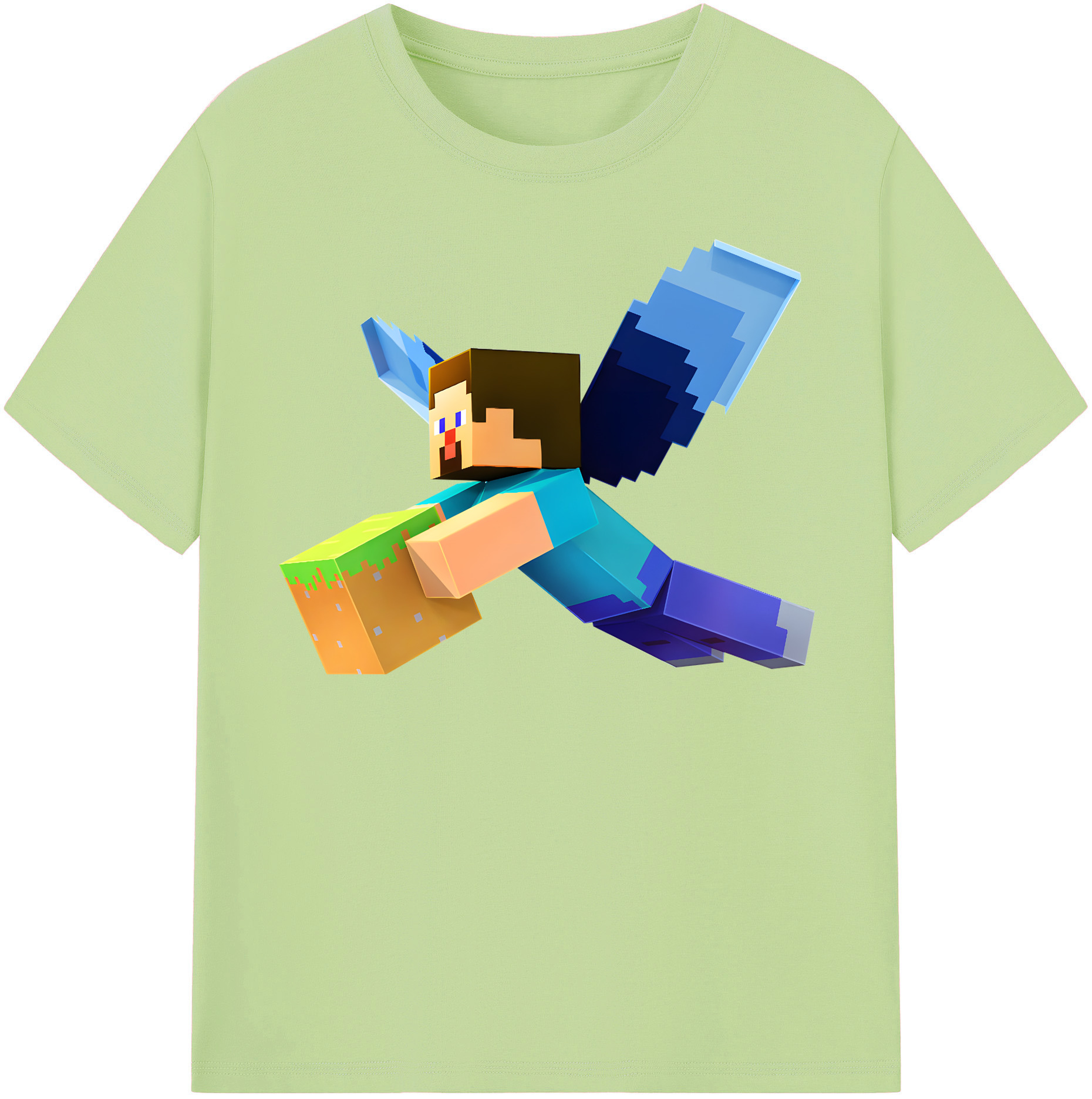 （画像用） マインクラフト ブロックの世界 Minecraft MC Block world 綿100％半袖Tシャツ（フロントプリント）